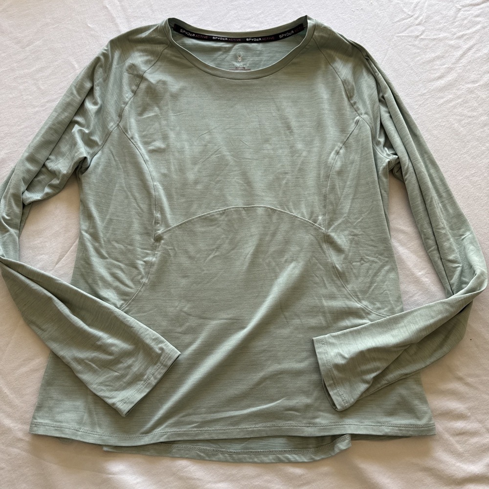 Spyder Active Green Long Sleeve Athletic Top Womens XL Pullover Crew Neck